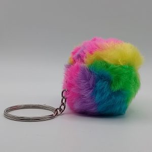 Fluffy Rainbow Keyring